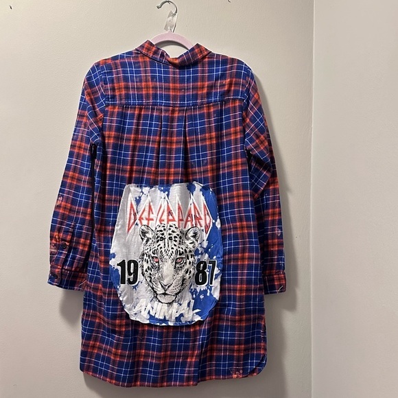 Def Leopard animal 1987 flannel dress up cycle bleach - Picture 1 of 4